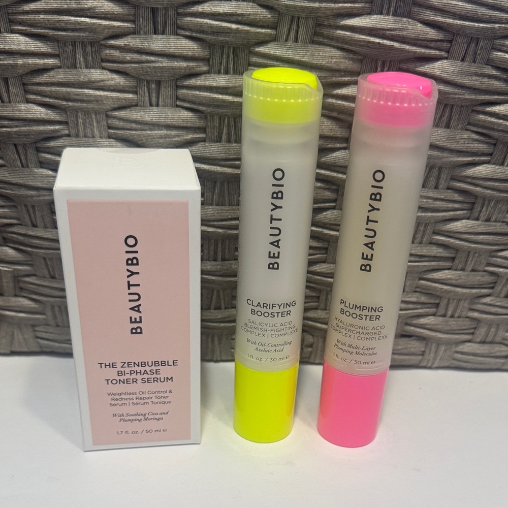 Beauty Bio Set Clarifying & Plumping Booster and toner serum $42 retail each